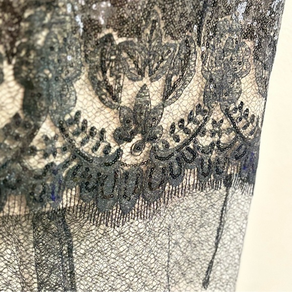 Julia Jordan Black & Nude Cocktail Dress Intricate Sequin Gorgeous Lace - Picture 8 of 16